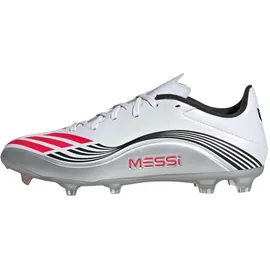 adidas Unisex F50 Messi League Firm Ground/Multi Ground Football Boots, Cloud White/Lucid Red/Silver Metallic, 48 2/3 EU