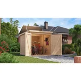 Karibu Fahrradgarage 3 natur, mit Solarpaket