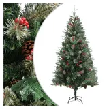 vidaXL Weihnachtsbaum mit Zapfen Grün 225 cm