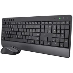 Trust Trezo Komfortables Set aus kabelloser Tastatur und Maus - Schwarz DE