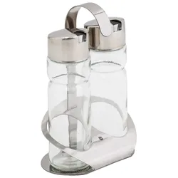 METRO Professional Menage Öl- und Essigspender, Edelstahl / Glas, 12 x 8.4 x 18.1 cm, 170 ml