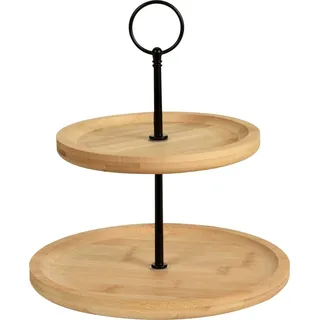Excellent Houseware Etagere rund aus Bambus mit schwarzem Gestell Ø Gr.: onesize