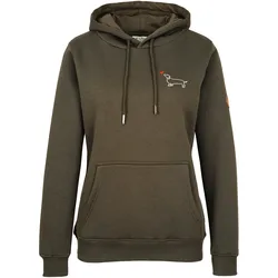 Hubertus Hoodie Dackel mit Herz, oliv-braun, XXL