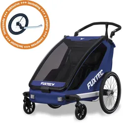 FUXTEC Fahrradanhänger/Jogger FX-FA1-SET-BLAU  mit Jogger-Rad