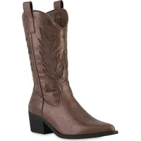 Stiefelparadies Damen Cowboystiefel in Braun,
