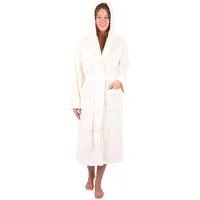 Betz Bademantel Microfaser mit Kapuze - RIGA - für Herren und Damen Größe S/M Farbe: creme - S-M