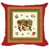 Weihnachtskissen aus Gobeline, Jacquard-Optik, Weihnachten, Winter, Geschenkidee – abnehmbar und waschbar, mit weicher Füllung (BABBO 1)