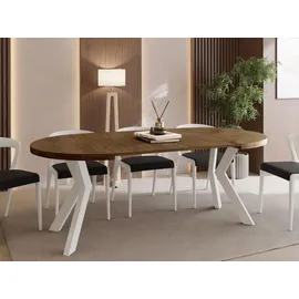 WFL GROUP Runder Ausziehtisch 90-190 x 77 cm Eiche Braun