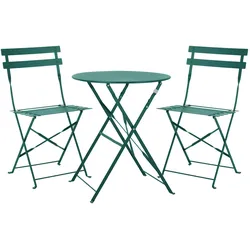 SVITA BERLIN Bistro-Set Metall Sitzgruppe Balkon klappbar Tisch Stühle Dunkelgrün