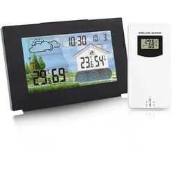Drahtlose Wetterstation Forecaster Indoor Outdoor Thermometer Hygrometer mit Sensor Color Touch schwarz