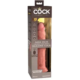 King Cock Elite Naturvibrator „9“ Vibrating + Dual Density Silicone Cock with Remote“, hautfarben hell