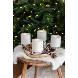 EDZARD Adventskranz Mona (Ø 30 cm), Mangoholz mit Edelstahlrand, für Kerzen ø 8 cm
