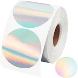 Sollbry - 150 Stück Holografische Kreisförmige Thermoaufkleber 5 Cm Selbstklebende Runde Direkte Thermoetiketten Für Thermodrucker Thermoetiketten Für Diy-geschenke Dekor