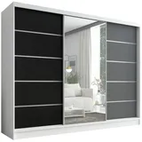 A&J MöbelLand Schiebetürenschrank AURELIA 1 200 x 215 x 59,5 cm Schwarz/Weiß