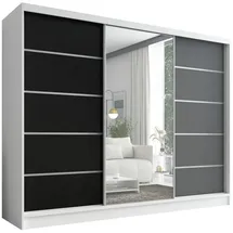 A&J MöbelLand Schiebetürenschrank AURELIA 1 200 x 215 x 59,5 cm Schwarz/Weiß