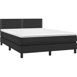 vidaXL Boxspringbett mit Matratze & LED Schwarz 140x200 cm Kunstleder