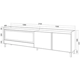 SKRAUT HOME Lowboard 212x61 cm Beige Holzwerkstoff