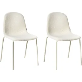 Beliani Konferenzstuhl 2er Set LOMA Bouclé Cremeweiß