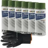 vasalat Dupli-Color Lackspray laubgrün glänzend RAL 6002 - Sprühlack für Metall, Kunststoff und Holz - wetterfeste Sprühfarbe für den Innen- und Außenbereich UV -beständig, 6 Stück