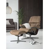 Stressless Stressless® »Reno«, (Set, Relaxsessel mit Hocker), mit Hocker, mit Cross Base, Größe S, M & L, Holzakzent braun braun