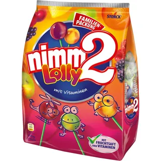 nimm2 Lolly – 1 x 200g – Frucht-Stielbonbon mit Fruchtsaft und Vitaminen