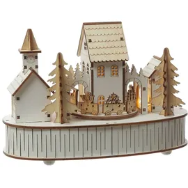 MARELIDA LED Weihnachtsdorf mit Musik und fahrendem Zug Spieluhr