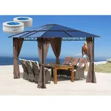 Metall Hardtop Pavillon 3x3,6m inkl. 4 Seitenteilen und Anti Dust Filterband Doppelstegplatten Polycarbonat Garten Dach Partyzelt Pergola