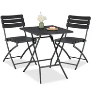 Relaxdays Balkonmöbel Set, 3-teilig, in Holzoptik, - schwarz