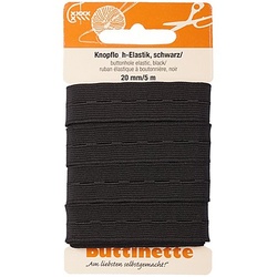 buttinette Gummiband "Knopfloch-Elastik", schwarz, Breite: 20 mm, Länge: 5 m