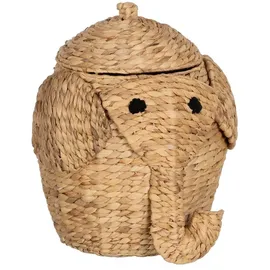 BigBuy Home Korb Elefant Schwarz Beige Naturfaser 38 x 38 x 42 cm