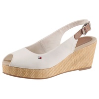 Tommy Hilfiger Sandalette »ICONIC ELBA SLING BACK WEDGE«, Sommerschuh, Sandale, Keilabsatz, mit Jutebesatz, weiß