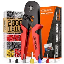 monzana MONZANA® Crimpzange 0,25-10mm2 1200 Aderendhülsen Set elektrische Steckverbinder Elektriker Werkzeug Zange Presszange Kabelschuhe