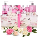 Brubaker Cosmetics Bade- und Dusch Set Rosen Duft - Beauty Geschenkset in Vintage Geschenkbox