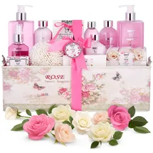 Brubaker Cosmetics Bade- und Dusch Set Rosen Duft - Beauty Geschenkset in Vintage Geschenkbox