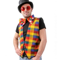 KarnevalsTeufel Kostüm-Set Clown für Erwachsene, Weste, Zylinder, Brille, Schleife, Karneval, Mottoparty (54)