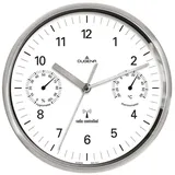 Dugena Funkwanduhr DUGENA Funk-Wanduhr mit Thermo- und Hygrometer 4277430 silberfarben