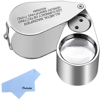 ugreat Juwelierlupe, 40-fache Vergrößerung, Metall, Klapplupe Mit Led- Und Uv-licht, Lupe Für Diamanten, Juweliere, Münzen, Briefmarken (währungserkennung/schmuckidentifikation),aafgvc