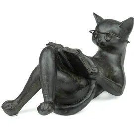 moritz Dekofigur Figur Katze 14x7,5 cm Kater Brille Buch Leseratte Geschenk Dekoration