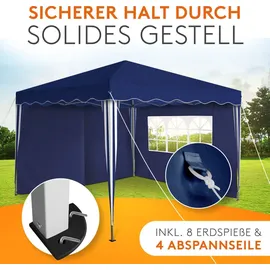 Kronenburg Handel Faltpavillon 3 x 3 m inkl. 2 Seitenteile blau