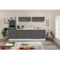 Respekta Premium Inselküche RP280IWGCBO  (Breite: 280 cm, Grau, Mit Elektrogeräten)