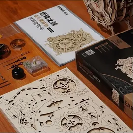 PICARESQUE Rokr 3D-Holzpuzzle Mechanische Uhr Bausatz,3D Holzpuzzle für Erwachsene,Schreibtischdekoration Geschenk für Männer Frauen(LK503)