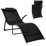 SoBuy Sonnenliege Schwarz Metall, 60x69x173 cm, Gartenmöbel, Gartenliegen