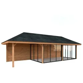 Palmako Pavillon Bianca 24,9 m2 Set 218 Slide - 28 mm - hellbraun tauchgrundiert
