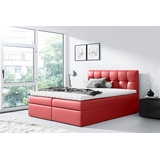 Fun Möbel Boxspringbett Schlafzimmerbett CARMEN 200x220cm Kunstleder Rot - Rot