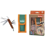 Simba Scout Taschenmesser mit 11 Werkzeugen – Multifunktionsmesser mit Holzgriffen, 9 cm geschlossen, Klinge 6 cm, inklusive Tasche mit Gürtelschlaufe, Outdoor-Werkzeug für Kinder ab 8 Jahren