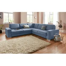 sit&more Ecksofa SIT & MORE "Santorini L-Form", blau, B:276cm H:82cm T:271cm, Struktur (100% Polyester);Struktur fein (95% Polyester, 5% Polyamid), Sofas, Ecksofa, mit Federkern und Sitztiefenverstellung, wahlweise mit Bettfunktion