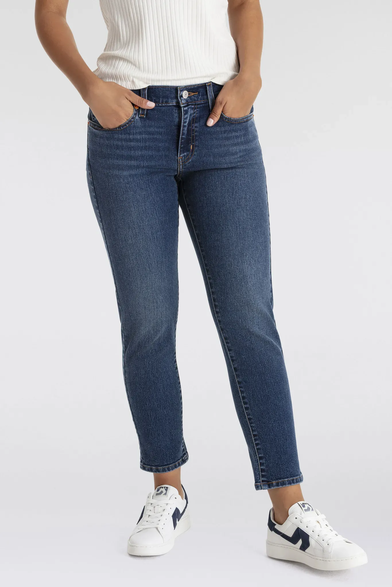 Boyfriend-Jeans LEVI'S "MID RISE BOYFRIEND" Gr. 29, Länge 27, blau (bringing the game) Damen Jeans