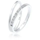 Elli DIAMONDS Elli DIAMONDS Ring Basic Memoire Diamant (0.04 ct) 2er Set 925 Silber Ringe Damen