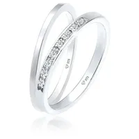 Elli DIAMONDS Elli DIAMONDS Ring Basic Memoire Diamant (0.04 ct) 2er Set 925 Silber Ringe Damen