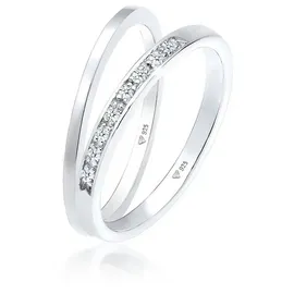 Elli DIAMONDS Elli DIAMONDS Ring Basic Memoire Diamant (0.04 ct) 2er Set 925 Silber Ringe Damen